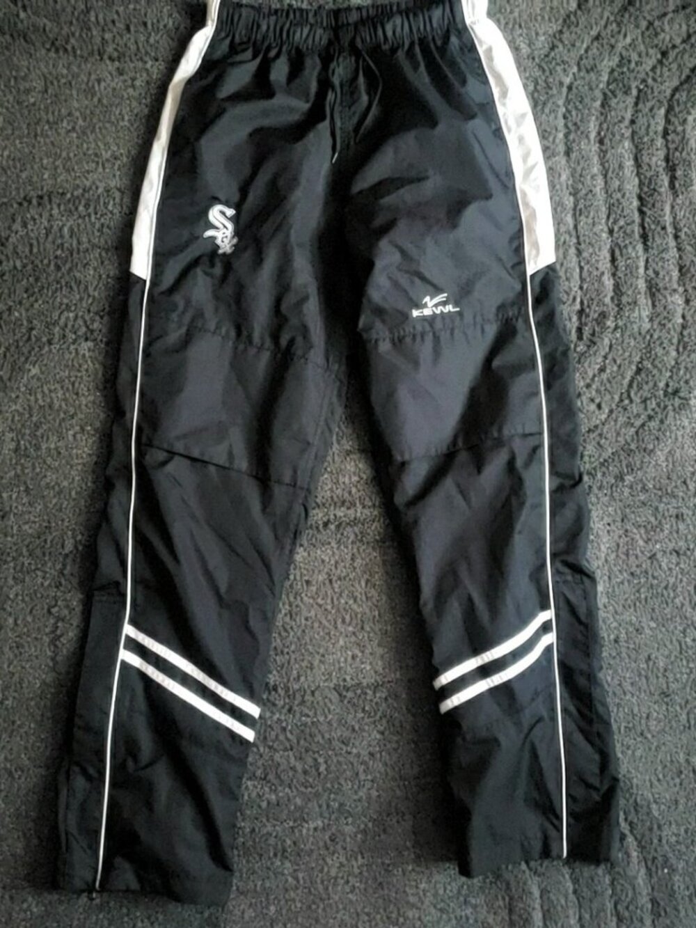 Kewl Men's White Sox Black Track Pants Drawstring Size S Zip Leg